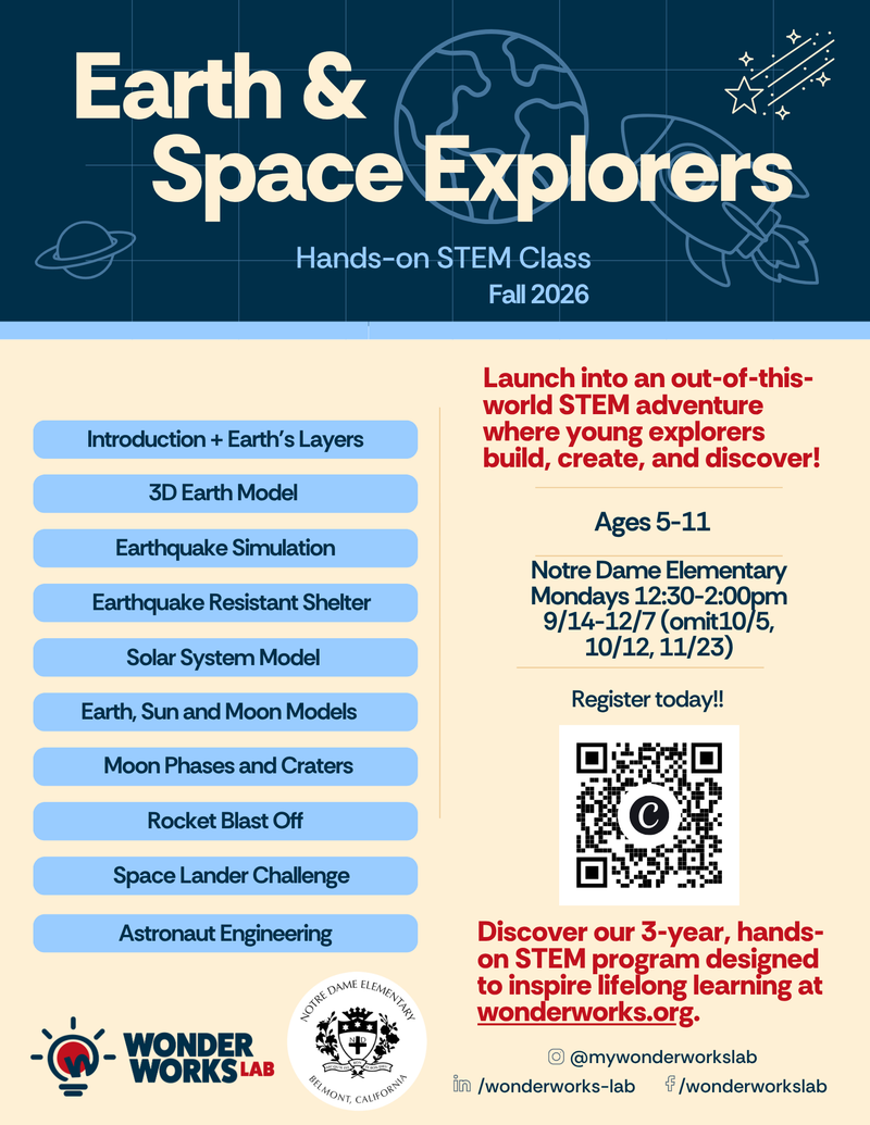 Earth & Space Explorers at Notre Dame Elementary K-5th Grade Fall 2026